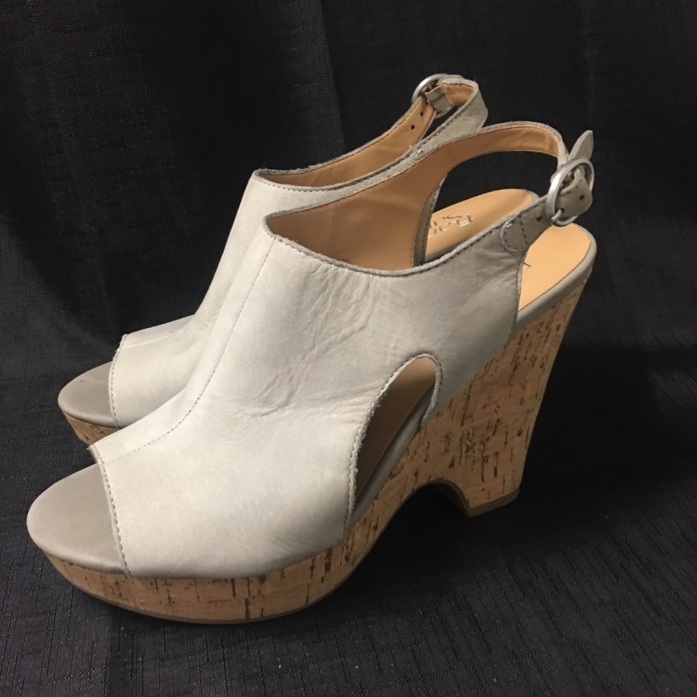 Franco Sarto open toe sling back wedge sandals 9